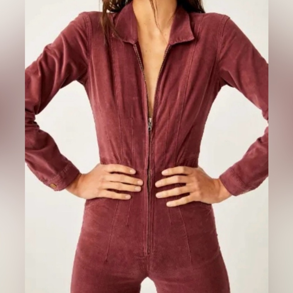 We The Free Burgundy Jumpsuit